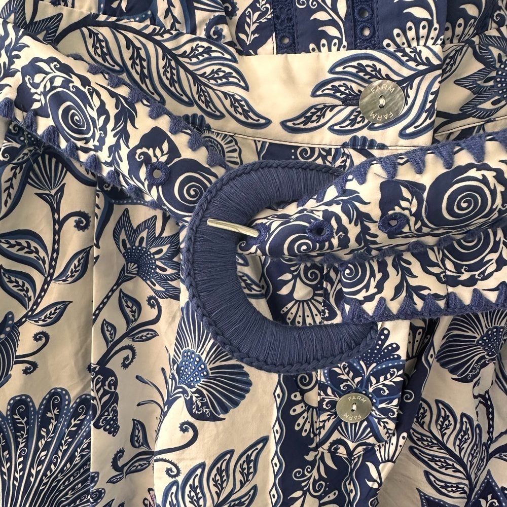 NWT Farm Rio Blue and White Floral Romper - Picture 4 of 7